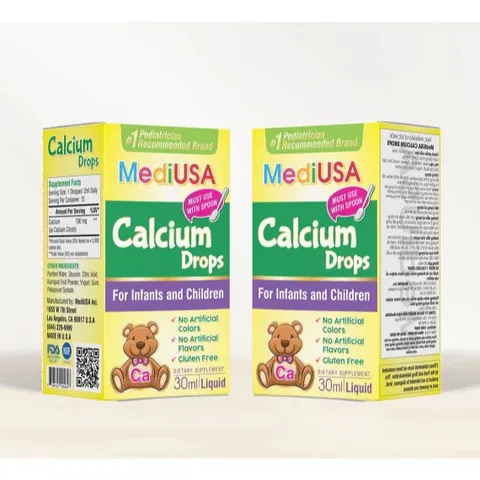 (Hàng nhập khẩu) Siro bổ sung Canxi dạng nhỏ giọt MediUSA Calcium Drops - Chai 30ml