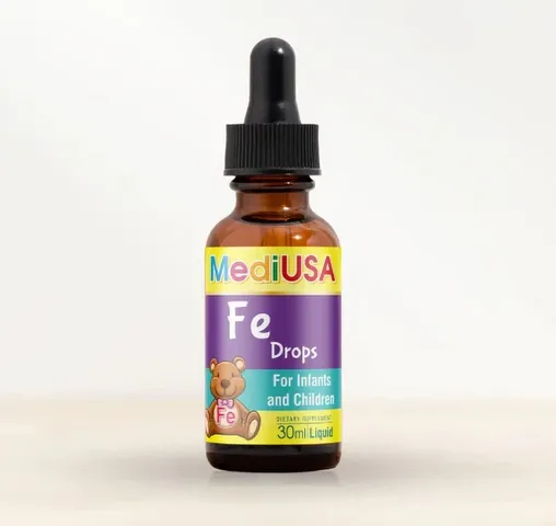 (Hàng nhập khẩu) Siro bổ sung sắt hữu cơ nhỏ giọt cho bé MediUSA Fe Drops Lọ 30ml