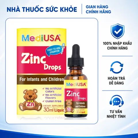 (Hàng nhập khẩu) Siro Zinc Drops MediUSA hỗ trợ bổ sung kẽm dạng giọt cho trẻ - Chai 30ml