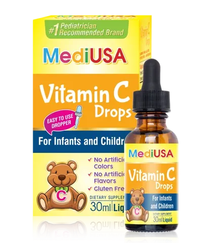 (Hàng nhập khẩu) Siro bổ sung Vitamin C MediUSA Vitamin C Drops hỗ trợ tăng đề kháng hộp 30ml