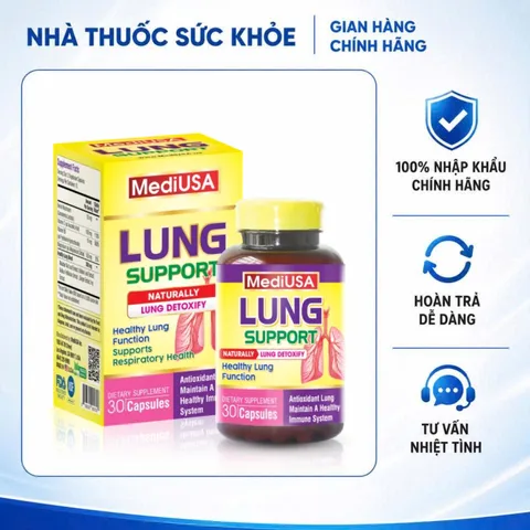 (Hàng nhập khẩu) Lung Support MediUSA 30 Viên - Hỗ Trợ Thanh Lọc Phổi