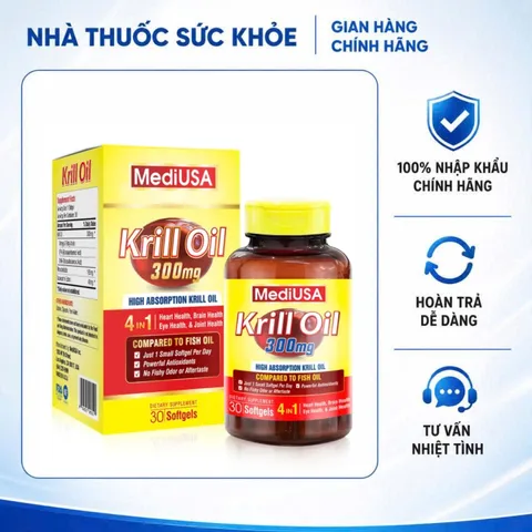 (Hàng nhập khẩu) MediUSA Krill Oil 30 Viên - Hỗ Trợ Sức Khỏe Tim Mạch