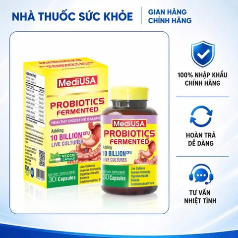 (Hàng nhập khẩu) MediUSA Probiotics Fermented 30 Viên - Hỗ Trợ Hệ Tiêu Hóa
