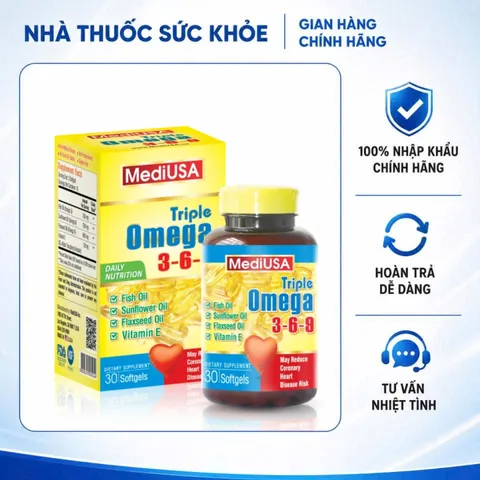 (Hàng nhập khẩu) Triple Omega 3-6-9 MediUSA 30 Viên - Hỗ Trợ Tăng Cường Sức Khỏe