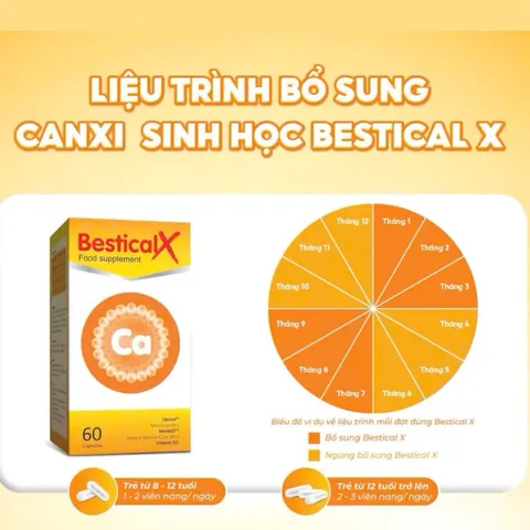 (Hàng nhập khẩu) Canxi Sinh Học Bestical X Dạng Viên Cho Trẻ Từ 8 Tuổi Hộp 60 Viên - Bổ Sung Canxi, Vitamin D3, K2