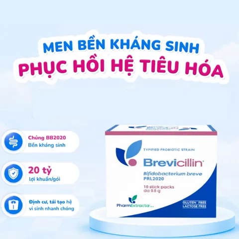 (Hàng nhập khẩu) Men Brevicillin Hộp 10 Gói - Hỗ Trợ Hệ Vi Sinh Đường Ruột