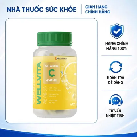 (Hàng chính hãng) WellVita Vitamin C Hộp 120 Viên - Bổ Sung Vitamin C