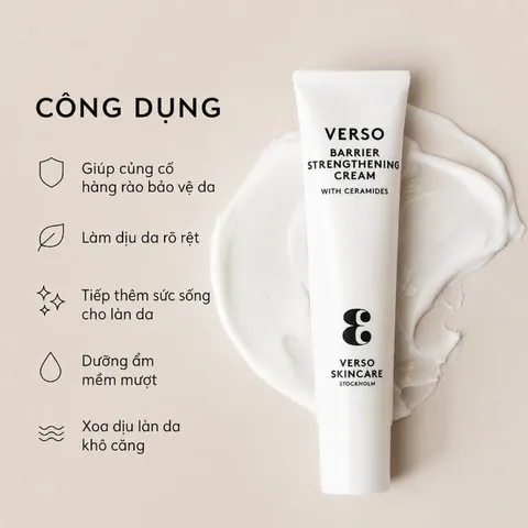 (Hàng nhập khẩu) Verso Barrier Strengthening Cream 40ml - Kem Dưỡng Hỗ Trợ Phục Hồi Da, Củng Cố Lớp Bảo Vệ Da