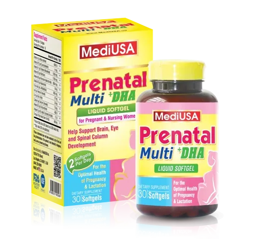(Hàng nhập khẩu) Vitamin Tổng Hợp Cho Bà Bầu MediUSA Prenatal Multi + DHA - Hộp 30 Viên
