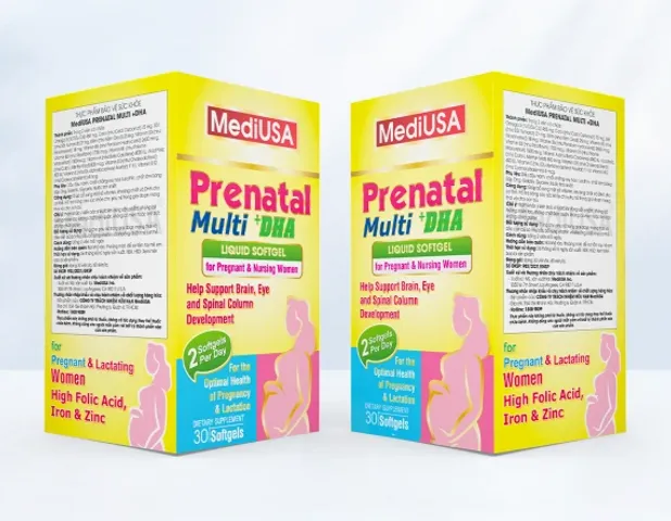 (Hàng nhập khẩu) Vitamin Tổng Hợp Cho Bà Bầu MediUSA Prenatal Multi + DHA - Hộp 30 Viên