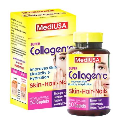 (Hàng nhập khẩu) Viên uống đẹp da MediUSA Super Collagen + C Lọ 60 viên