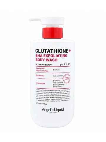 (Hàng nhập khẩu) Sữa Tắm Hỗ Trợ Giảm Mụn Mờ Thâm Angel’s Liquid Glutathione BHA Exfoliating Body Wash 500g