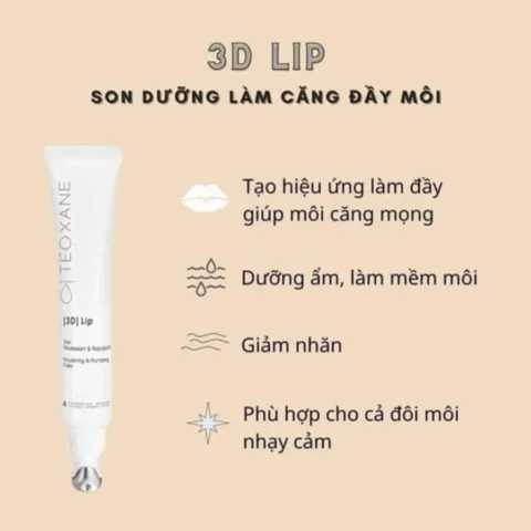 (Hàng nhập khẩu) Teoxane 3D Lip 10ml - Son Dưỡng Hỗ Trợ Dưỡng Ẩm Môi