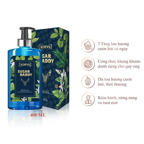 (Hàng chính hãng) Sữa Tắm Kháng Khuẩn Hương Nước Hoa Adiva Sugar Daddy 400ml