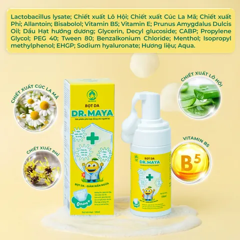 (Hàng chính hãng) Bọt Da Dr.Maya Chai 100ml - Hỗ Trợ Làm Dịu, Dưỡng Ẩm Da Bé