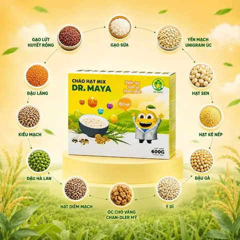 (Hàng chính hãng) Cháo Hạt Mix Dr.Maya 600g (15 Gói x 40g) - Hỗ Trợ Ăn Dặm Cho Bé
