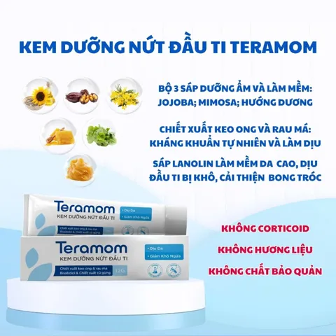 (Hàng chính hãng) Kem Dưỡng Nứt Đầu Ti Teramom 20g - Hỗ Trợ Cấp Ẩm, Làm Mềm Da