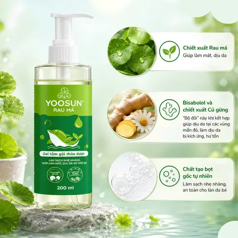 (Hàng chính hãng) Sữa Tắm Gội Cho Bé Yoosun Rau Má Dạng Gel 200ml - Hỗ Trợ Làm Sạch Dịu Nhẹ