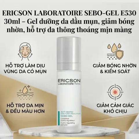 (Hàng nhập khẩu) Sebo-Gel E530 30ml - Hỗ Trợ Kiểm Soát Dầu Và Dưỡng Da