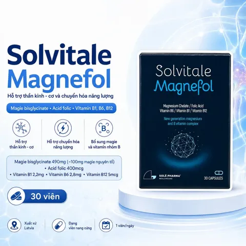 (Hàng nhập khẩu) Solvitale Magnefol Hộp 30 Viên - Bổ Sung Magie, Acid Folic Và Vitamin Nhóm B