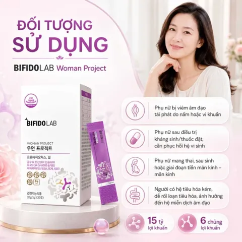 (Hàng nhập khẩu) Bifidolab Woman Project Hộp 20 Gói - Hỗ Trợ Cân Bằng Hệ Vi Sinh Âm Đạo Và Đường Ruột