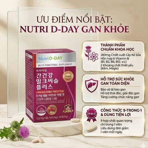 (Hàng nhập khẩu) Nutri D-Day Premium Liver Health Milk Thistle Plus Hộp 30 Viên - Hỗ Trợ Tốt Cho Gan