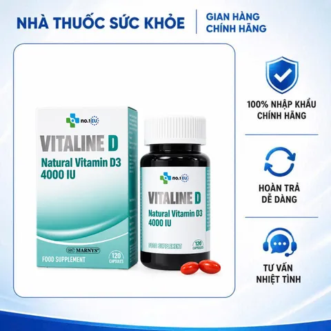 (Hàng nhập khẩu) Vitaline D3 Natural Vitamin D3 4000 IU Lọ 120 Viên - Bổ Sung Vitamin D3