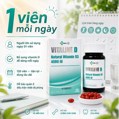 (Hàng nhập khẩu) Vitaline D3 Natural Vitamin D3 4000 IU Lọ 120 Viên - Bổ Sung Vitamin D3