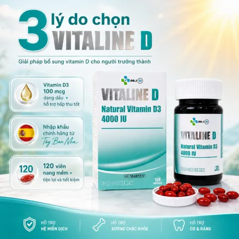 (Hàng nhập khẩu) Vitaline D3 Natural Vitamin D3 4000 IU Lọ 120 Viên - Bổ Sung Vitamin D3