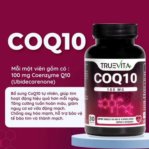 (Hàng nhập khẩu) TrueVita+ CoQ10 100mg Lọ 30 Viên - Bổ Sung Coenzyme Q10
