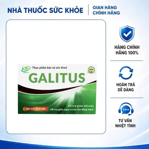(Hàng chính hãng) Galitus Hộp 30 Viên - Hỗ Trợ Giảm Mỡ Máu