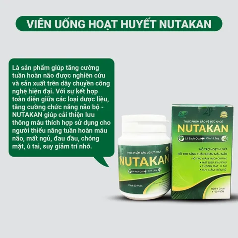 (Hàng chính hãng) Nutakan Hộp 60 Viên - Hỗ Trợ Hoạt Huyết, Tăng Tuần Hoàn Máu Não