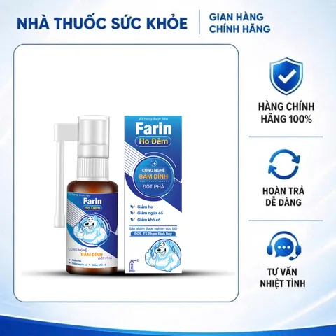 (Hàng chính hãng) Xịt Họng Farin 20ml - Hỗ Trợ Giảm Ho, Giảm Đau Rát Họng