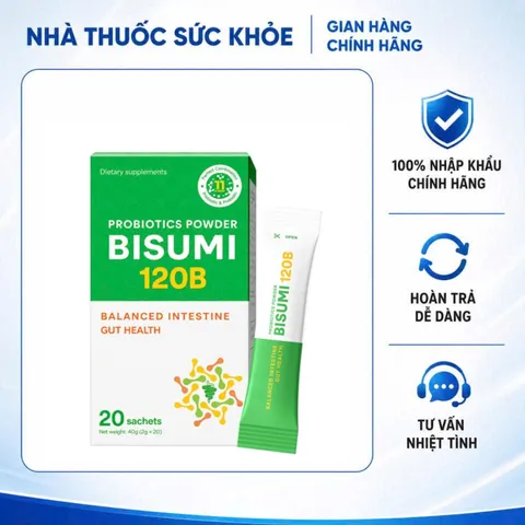 (Hàng nhập khẩu) Men Vi Sinh Probiotic Powder Bisumi 120B Hộp 20 Gói - Hỗ Trợ Tiêu Hóa, Cân Bằng Hệ Vi Sinh
