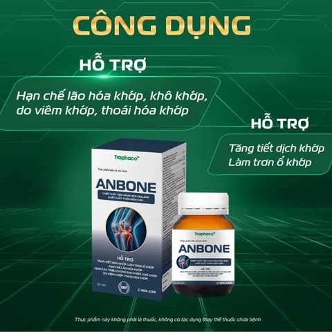 (Hàng chính hãng) Anbone Hộp 30 Viên - Hỗ Trợ Tăng Tiết Dịch Khớp, Làm Trơn Ổ Khớp
