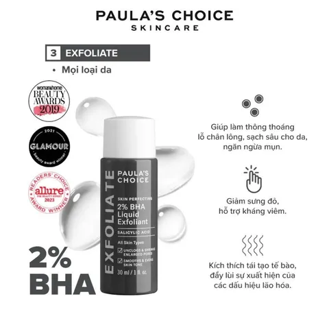 (Hàng nhập khẩu) Paula's Choice Skin Perfecting 2% BHA Liquid Exfoliant 30ml - Dung Dịch Loại Bỏ Tế Bào Chết