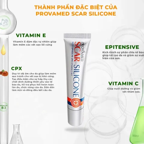 (Hàng nhập khẩu) Provamed Scar Silicone 10g - Kem Hỗ Trợ Làm Mờ Sẹo