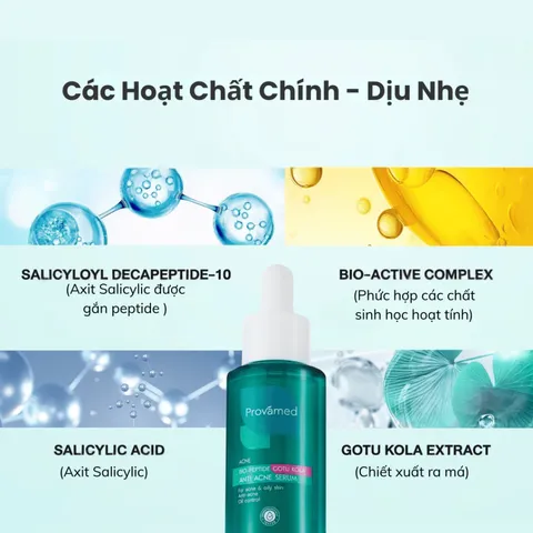 (Hàng nhập khẩu) Provamed Bio Peptide Gotu Kola Anti Acne Serum 30ml - Tinh Chất Hỗ Trợ Giảm Mụn Làm Dịu Da