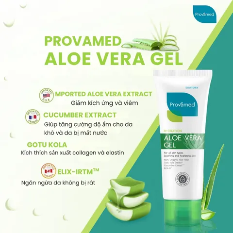 (Hàng nhập khẩu) Provamed Aloe Vera Gel 50g - Gel Hỗ Trợ Cấp Ẩm Làm Dịu Da