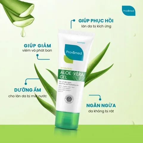 (Hàng nhập khẩu) Provamed Aloe Vera Gel 50g - Gel Hỗ Trợ Cấp Ẩm Làm Dịu Da