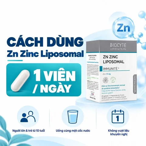 (Hàng nhập khẩu) Biocyte Zn Zinc Liposomal Hộp 90 Viên - Bổ Sung Kẽm