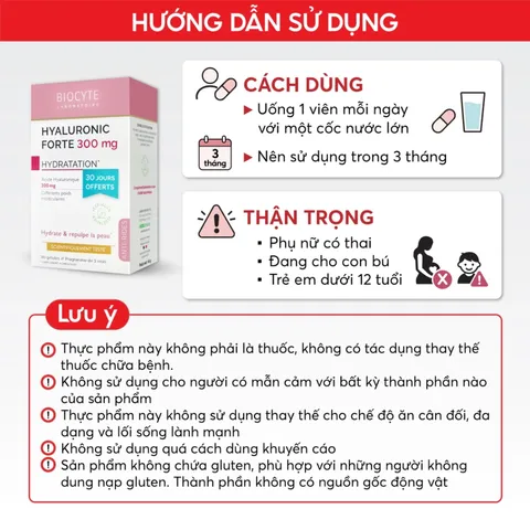(Hàng nhập khẩu) Biocyte Hyaluronic Forte 300mg Hộp 90 Viên - Bổ Sung Acid Hyaluronic