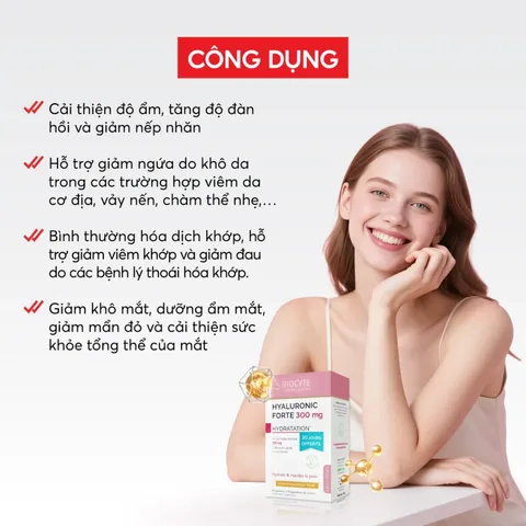 (Hàng nhập khẩu) Biocyte Hyaluronic Forte 300mg Hộp 90 Viên - Bổ Sung Acid Hyaluronic
