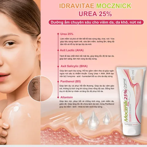 (Hàng nhập khẩu) Kem Idravitae Urea 25% Cream Tuýp 60ml - Dưỡng Ẩm Cho Da Khô, Bong Tróc, Nứt Nẻ