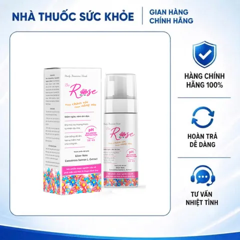 (Hàng nhập khẩu) Dung Dịch Vệ Sinh Dạng Bọt Dr.Rose Chai 110ml - Làm Sạch, Khử Mùi, Cân Bằng pH Vùng Kín