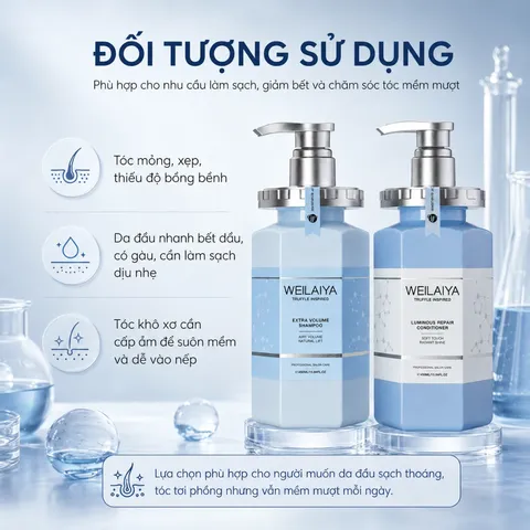 (Hàng nhập khẩu) Bộ Gội Xả Weilaiya Truffle Inspired Extra Volume & Luminous Repair 450ml x 2 - Sạch Thoáng, Phồng Tóc, Mềm Mượt