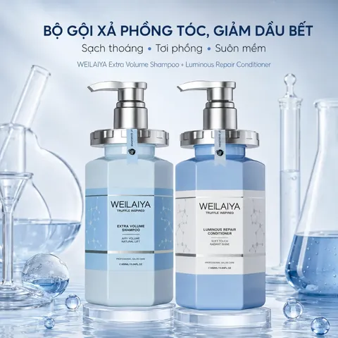 (Hàng nhập khẩu) Bộ Gội Xả Weilaiya Truffle Inspired Extra Volume & Luminous Repair 450ml x 2 - Sạch Thoáng, Phồng Tóc, Mềm Mượt