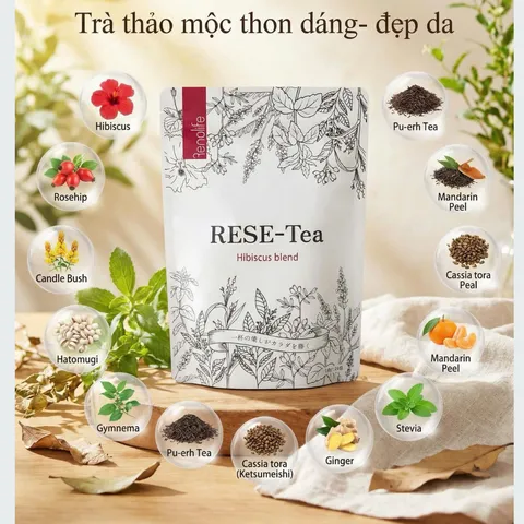 (Hàng nhập khẩu) Renolife RESE-Tea Hibiscus Blend Hộp 24 Gói - Trà Thảo Mộc Hỗ Trợ Thanh Lọc