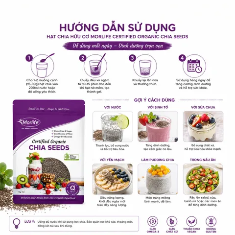 (Hàng nhập khẩu) Morlife Hạt Chia Hữu Cơ 1kg - Bổ Sung Dinh Dưỡng