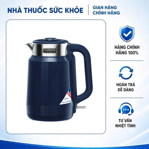 (Hàng chính hãng) Ấm Siêu Tốc 2 Lớp Cool Touch Kaiyo 2L Màu Xanh Navy